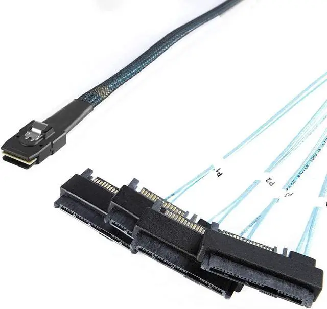 Main image of Mini SAS Cable with SATA Power, CableCreation Internal Mini SAS 36 Pin to 4 x 29 Pin Cord with SATA Power, SFF-8087 to SFF-8482 Cable, 3.3 FT