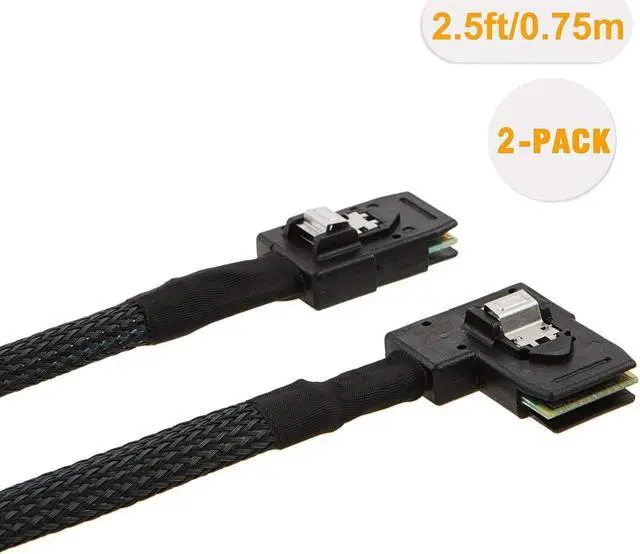 Alt view image 2 of 4 - CableCreation 2 Pack Short Internal Mini SAS SFF-8087 to Right Angle SFF-8087 Cord, Internal Mini SAS to Mini SAS Cable, Compatible with RAID or PCI Express Controller, 2.5FT /0.75M