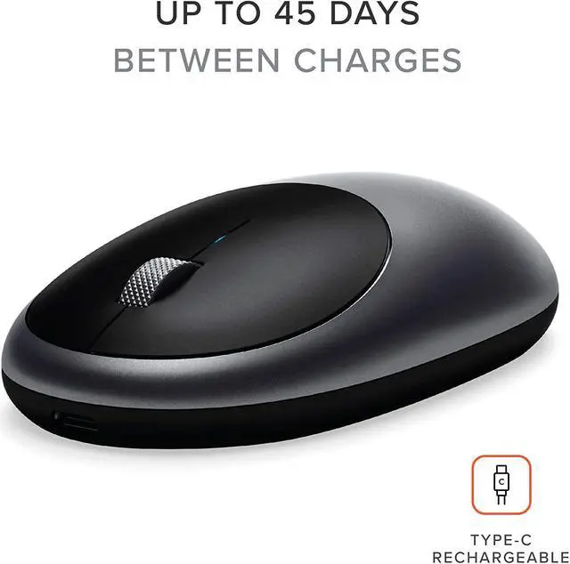 Alt view image 4 of 7 - Satechi M1 Wireless Bluetooth Mouse, USB-C Rechargeable, Compact & Portable, for Mac/Windows, Compatible with M4/M3/M2 MacBook, Pro, Air/iMac/iPad Pro, iPhone 16/15/14 & More - Space Gray