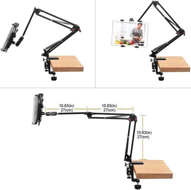 Alt view image 4 of 5 - Foldable Phone Tablet Mount Holder  Aluminum Universal Flexible Tablet Bracket Mount Holder Adjustable and Compatible with 4-13 Inches Smartphones Tablets iPad/iPad Air/iPad Pro/Nintendo Switch