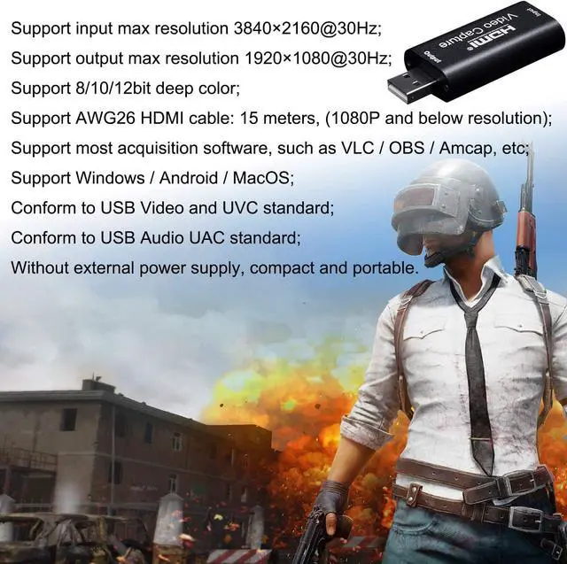 Alt view image 4 of 5 - Video 1080P Capture Card HDMI to USB 2.0 Record via DSLR Camcorder Action Cam For Live Broadcasting