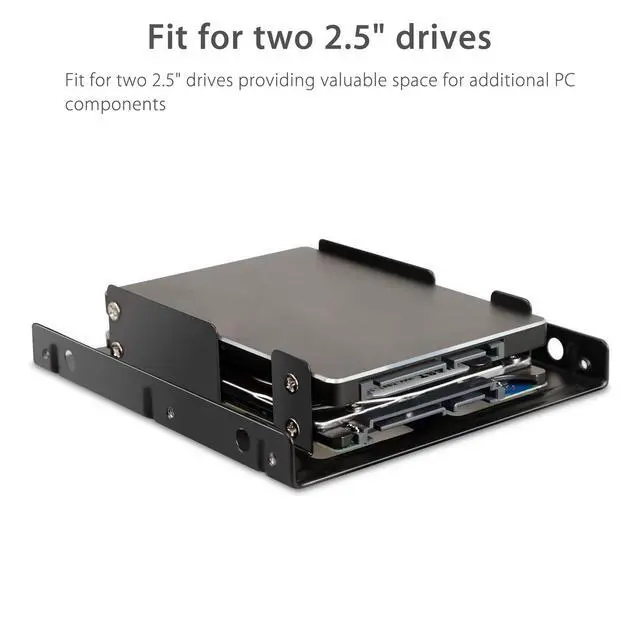 Alt view image 5 of 7 - 2.5" Hard Drives Dual SSD HDD to 3.5" Mounting Bracket Kit Drive Bay Adapter with Internal Hard Disk Drive SATA Power Cables Compatible with SATA 3.0