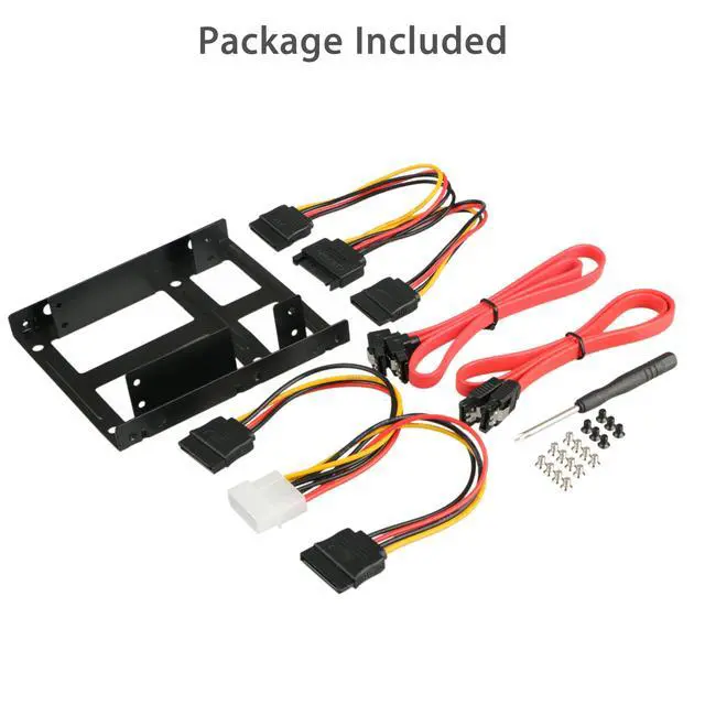 Alt view image 7 of 7 - 2.5" Hard Drives Dual SSD HDD to 3.5" Mounting Bracket Kit Drive Bay Adapter with Internal Hard Disk Drive SATA Power Cables Compatible with SATA 3.0