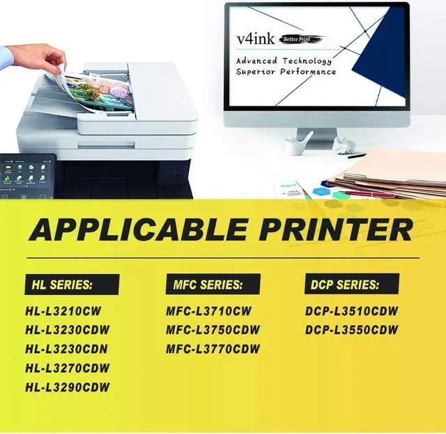 Alt view image 3 of 6 - V4INK Compatible Toner Cartridge Replacement for Brother TN227 TN227bk TN 227 TN223 use with HL-L3210CW HL-L3230CDW HL-L3270CDW HL-L3290CDW MFC-L3710CW MFC-L3750CDW 5 Pack with the Newest Version Chip