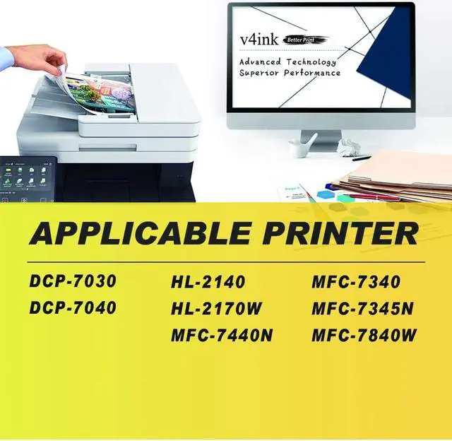 Alt view image 4 of 5 - V4INK 2PK Compatible Toner Cartridge Replacement for Brother TN360 TN330 Toner Ink High Yield Black for Brother HL-2140 HL-2170W DCP 7030 7040 Brother MFC-7340 MFC-7345N MFC-7440N MFC-7840W Printer