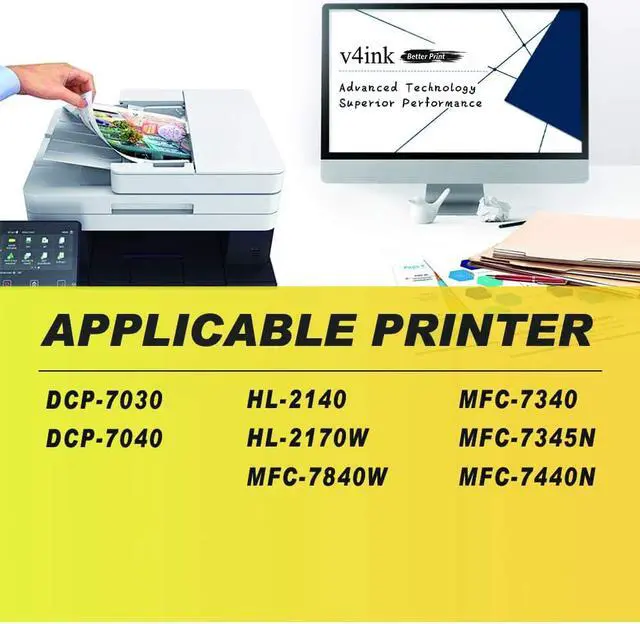Alt view image 3 of 5 - V4INK Compatible Toner Cartridge and Drum Unit Set Replacement for Brother TN360 DR360 (1 Drum + 2 Toner),for use in Brother DCP-7030 DCP-7040 HL-2140 HL-2170W MFC-7340 MFC-7345N MFC-7440N MFC-7840W