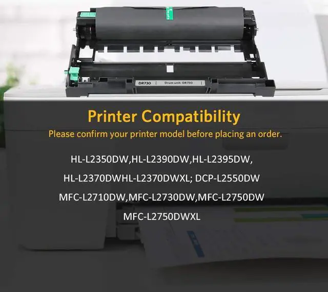 Alt view image 2 of 7 - v4ink 1PK DR730 DR-730 730 Compatible Drum Unit (NOT Toner) for Brother HL-L2350DW HL-L2390DW HL-L2395DW HL-L2370DW XL DCP-L2550DW MFC-L2710DW MFC-L2730DW MFC-L2750DW XL Printer
