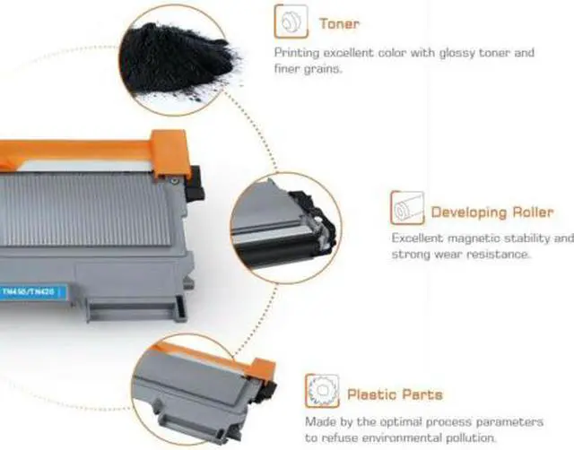 Alt view image 3 of 6 - 4PK TN450 450 Compatible Toner Cartridge High Yield For Brother DCP-7055; DCP-7057; DCP-7060D; DCP-7065DN; DCP-7070DW; HL-2130; HL-2135W; HL-2132; HL-2210;HL-2220; HL-2230; MFC-7240; MFC-7290