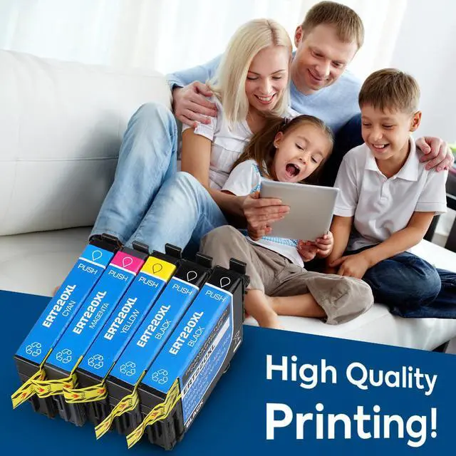 Alt view image 5 of 7 - Ink Cartridge Replacement for Epson 220XL 220 T220XL with Epson Workforce WF2630 WF2650 WF2760 WF2660 WF2750 AIO Inkjet Expression Home XP420 XP424 XP320 Photo Printer 5 Packs