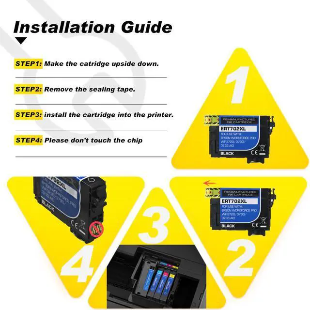 Alt view image 2 of 5 - 1PK 702XL T702XL High Yield Black Ink For Epson Epson WorkForce Pro WF-3720 WF-3730 WF-3733 Printer