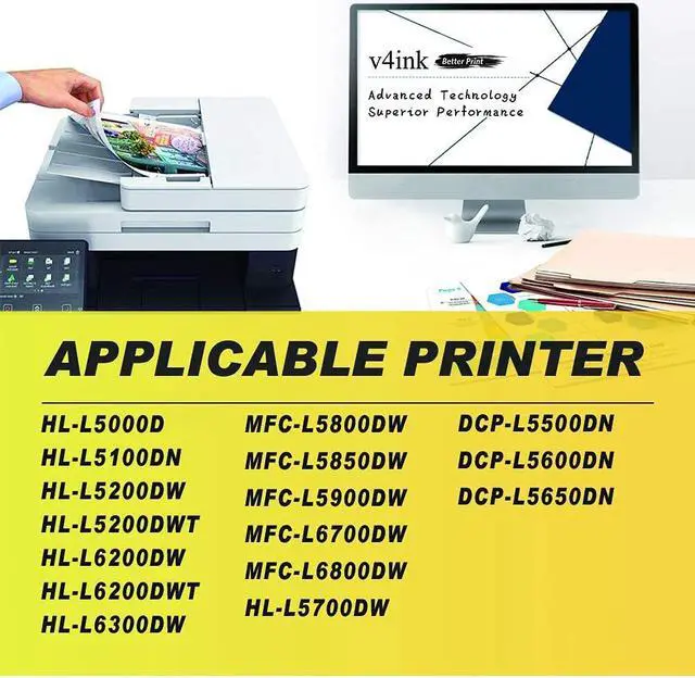 Alt view image 2 of 6 - v4ink DR820 Compatible Drum Replacement for Brother DR820 DR-820 Drum Unit use with HL-L6200DW L6200DWT L5100DN L5200DWT L5200DW L6300DW MFC-L5900DW L6700DW L5800DW L5700DW DCP-L5500DN Printer 2 Packs