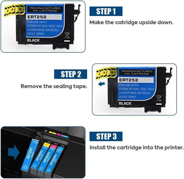 Alt view image 2 of 7 - 10PK T252 252XL Ink Cartridge for Epson Expression WF-3640 WF-3630 WF-3620 Epson Workforce WF-7710 WF-7610 WF-7620 WF-7110 WF-7720 WF-7210