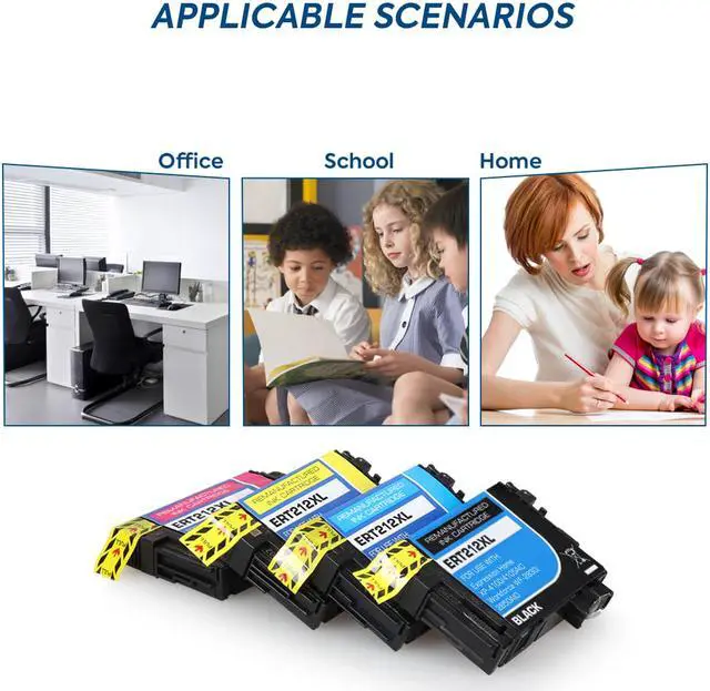 Alt view image 4 of 7 - V4ink T212XL Ink Cartridge Replacement for Epson T212 T212XL 212 XL to use with Expression Home XP-4100 XP-4105 Workforce WF-2850 WF-2830 Printer 4 Pack