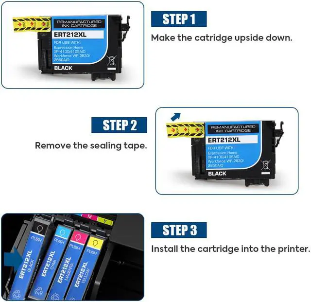 Alt view image 2 of 7 - V4ink T212XL Ink Cartridge Replacement for Epson T212 T212XL 212 XL to use with Expression Home XP-4100 XP-4105 Workforce WF-2850 WF-2830 Printer 4 Pack