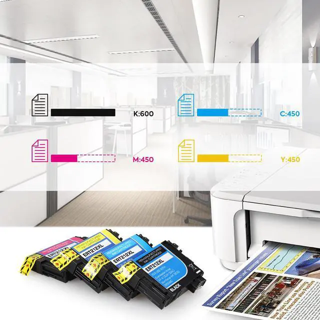 Alt view image 5 of 7 - V4ink T212XL T212 Ink Cartridge Replacement for Epson Expression Home XP-4100 XP-4105 Workforce WF-2850 WF-2830 Printer 5 Pack