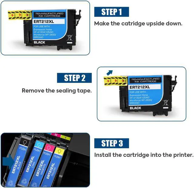 Alt view image 2 of 7 - V4ink T212XL T212 Ink Cartridge Replacement for Epson Expression Home XP-4100 XP-4105 Workforce WF-2850 WF-2830 Printer 5 Pack