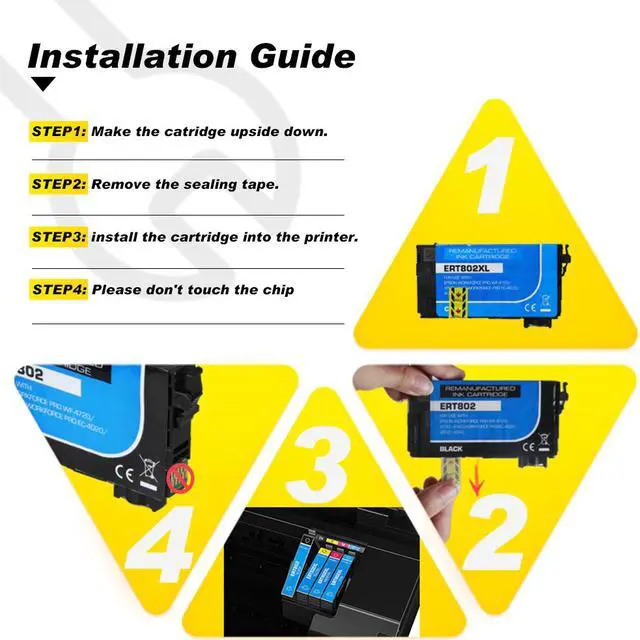 Alt view image 3 of 7 - 5PK 802 T802XL Ink Cartridges For Epson WorkForce Pro WF-4720 WF-4730 WF-4734 WF-4740 EC-4020 EC-4030 EC-4040 2KCMY