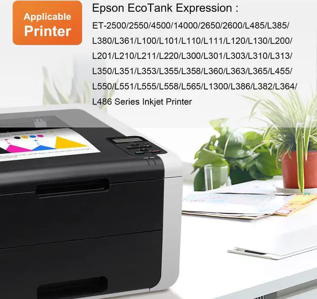 Alt view image 3 of 6 - Refill Ink Bottle T664 T664 XL Compatible for Epson EcoTank ET-2650 ET-2550 ET-4500 4PK (Black/Cyan/Magenta/Yellow)