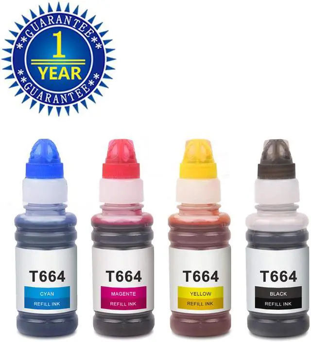 Main image of Refill Ink Bottle T664 T664 XL Compatible for Epson EcoTank ET-2650 ET-2550 ET-4500 4PK (Black/Cyan/Magenta/Yellow)