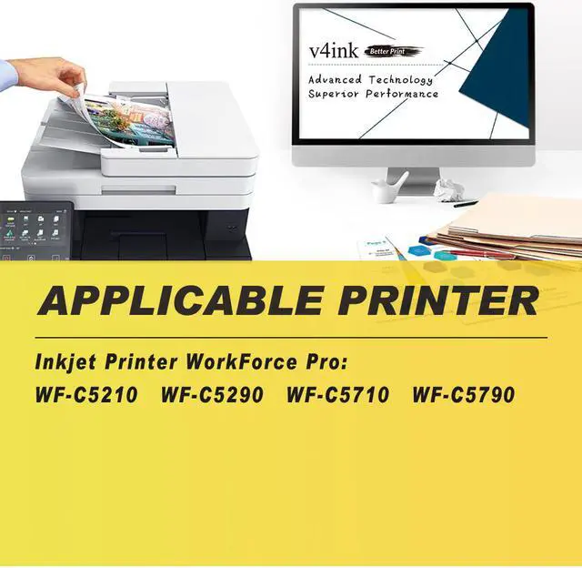 Alt view image 2 of 6 - 4pk T902XL 902XL (Black/Cyan/Magenta/Yellow) Ink Cartridge for Epson Workforce WF-C5210 WF-C5290 WF-C5710 WF-C5790