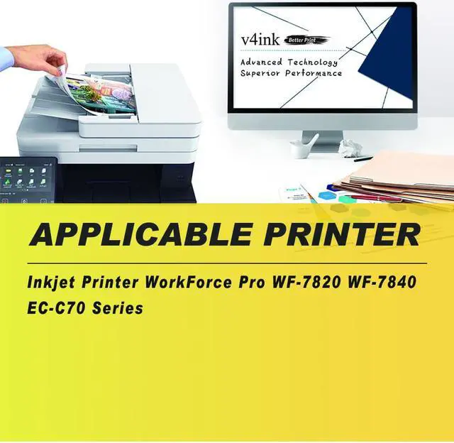 Alt view image 3 of 7 - v4ink T812XL Ink Cartridge Replacement for Epson 812XL T812 Compatible with Workforce Pro WF-7820 WF-7840 EC-C70 Series Inkjet Printer 4 Pack (Black,Cyan,Magenta,Yellow)