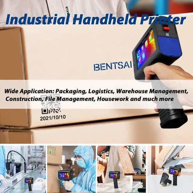 Alt view image 5 of 7 - BENTSAI BT-HH6105B2 Handheld Inkjet Printer with 4.3 Inch HD LED Touch Screen Portable Handheld Printer for Label, Logo, Date, Code Text Number on Carton Wood Cloth Stone Pipe Plastic