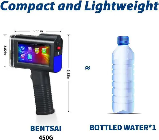 Alt view image 6 of 7 - BENTSAI BT-HH6105B2 Handheld Inkjet Printer with 4.3 Inch HD LED Touch Screen Portable Handheld Printer for Label, Logo, Date, Code Text Number on Carton Wood Cloth Stone Pipe Plastic