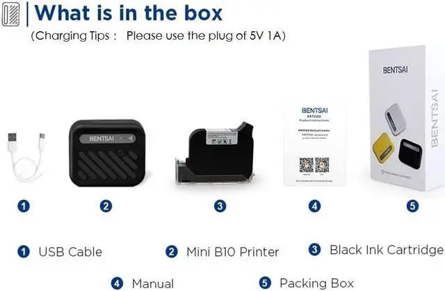 Alt view image 6 of 7 - BENTSAI B10 Mini Handheld Printer Mobile Printer Code Printer Wirless WiFi Printer with iOS/Android APP (Black) for DIY Printing QR-Code Barcode Production Date Logo Batch Series Number