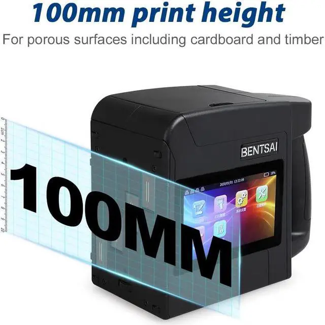 Alt view image 2 of 7 - BENTSAI B85 Wide Format Handheld Inkjet Printer, Large Character Coding Machine Up to 3.93 inch 100mm Print Height, Use for Almost Any Surfaces with Solvent Quick Dry Ink for Logo, Label, Trademark