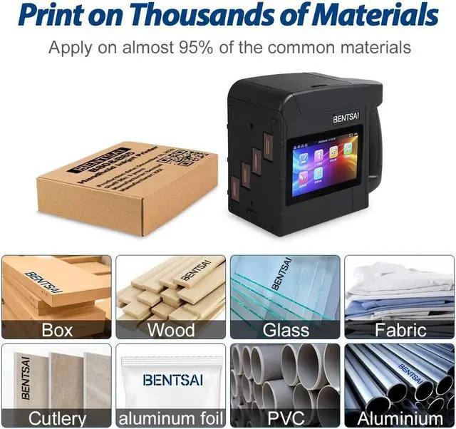 Alt view image 5 of 7 - BENTSAI B85 Wide Format Handheld Inkjet Printer, Large Character Coding Machine Up to 3.93 inch 100mm Print Height, Use for Almost Any Surfaces with Solvent Quick Dry Ink for Logo, Label, Trademark