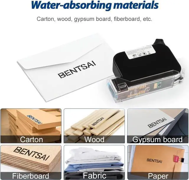Alt view image 5 of 7 - BENTSAI BT-2560N Original Aqueous Water Soluble Ink Cartridge Replacement Handheld Inkjet Printer BT-HH6105B1/BT-HH6105B2/BT-HH6105B3 Black 1 Pack