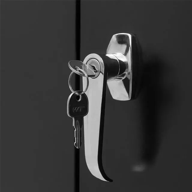 Alt view image 4 of 6 - Black Steel Storage Cabinet with Doors Shelves Lock for Home Office,Wall Mount Included