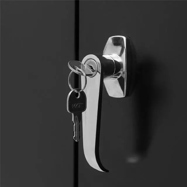 Alt view image 4 of 7 - Black Steel Storage Cabinet,Lockable Vertical File Storage Cabinet with 2 Doors Adjustable Shelves for Home Office,Wall Mount included