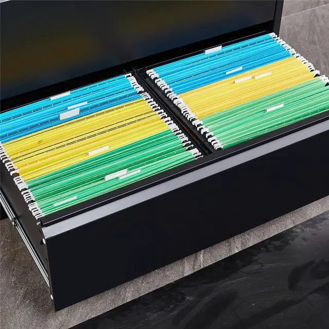 Alt view image 2 of 6 - 2 Drawers Lateral File Cabinet Organizer with Lock for Hanging File Folders,Steel