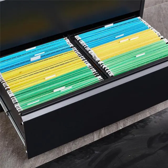 Alt view image 2 of 7 - 3 Drawers Lateral File Cabinet Organizer with Lock for Hanging File Folders,Steel