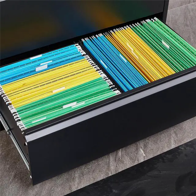 Alt view image 3 of 7 - 3 Drawers Lateral File Cabinet Organizer with Lock for Hanging File Folders,Steel