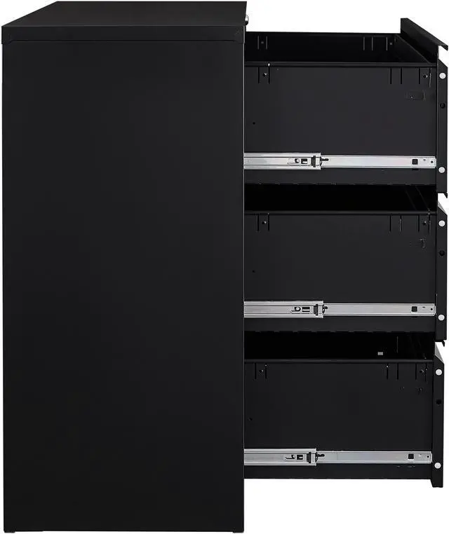 Alt view image 6 of 7 - 3 Drawers Lateral File Cabinet Organizer with Lock for Hanging File Folders,Steel