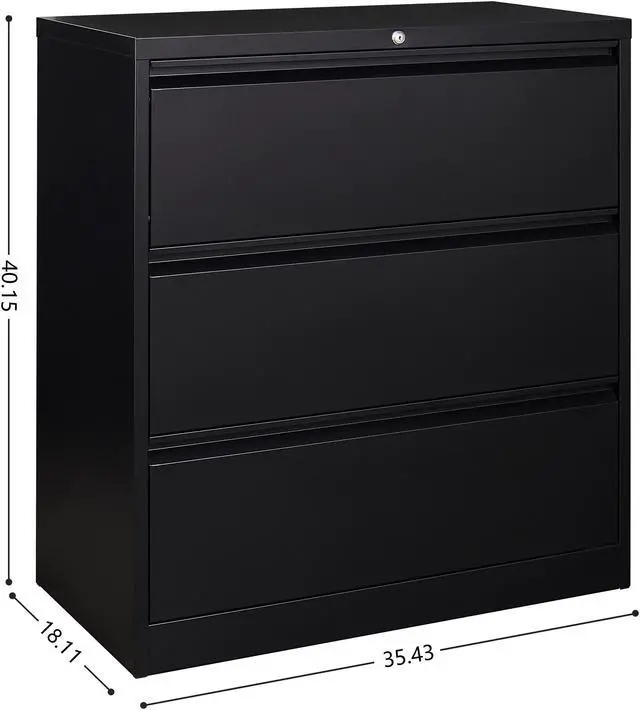 Alt view image 7 of 7 - 3 Drawers Lateral File Cabinet Organizer with Lock for Hanging File Folders,Steel
