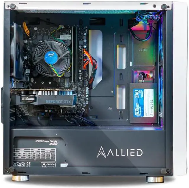Alt view image 2 of 6 - Allied Gaming Stinger Desktop PC: Intel Core i3-10100F, GeForce GTX 1050 Ti 4GB, 8GB DDR4 2666MHz, 240GB SSD, H510M Motherboard, 550 Watt Power Supply, ARGB Fans, WiFi Ready