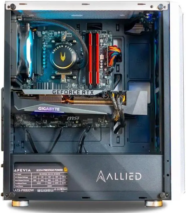 Alt view image 2 of 6 - Allied Gaming Patriot Desktop PC: AMD Ryzen 5 5600X, GeForce RTX 3060, 16GB DDR4 3200MHz, 500GB PCIe NVMe SSD, B450M Motherboard, 750 Watt Power Supply, ARGB Fans, WiFi Ready