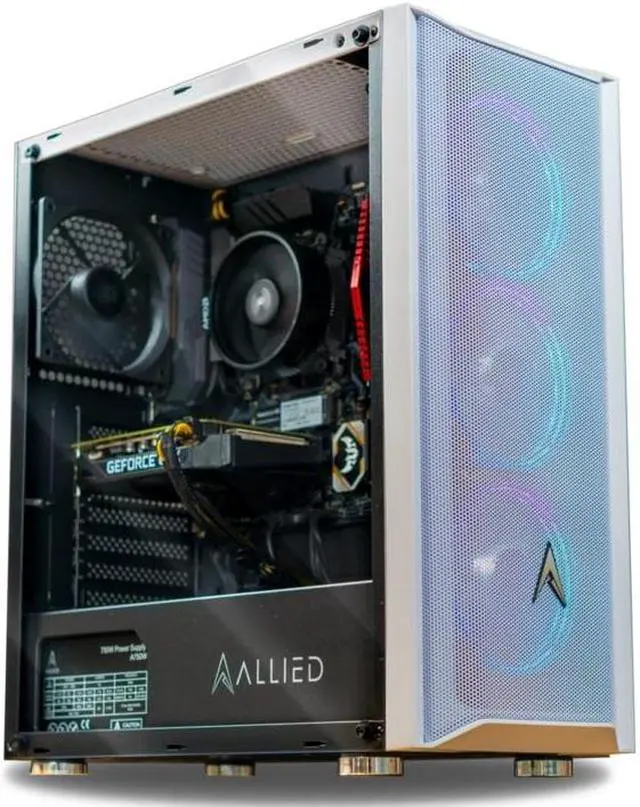 Main image of Allied Gaming Patriot Desktop PC: AMD Ryzen 5 1600, Nvidia GeForce GTX 1660 Ti, 16GB DDR4 3200MHz, 500GB PCIe NVMe SSD, B450M Motherboard, 750 Watt Power Supply, ARGB Fans, WiFi Ready