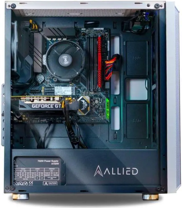 Alt view image 2 of 6 - Allied Gaming Patriot Desktop PC: AMD Ryzen 5 1600, Nvidia GeForce GTX 1660 Ti, 16GB DDR4 3200MHz, 500GB PCIe NVMe SSD, B450M Motherboard, 750 Watt Power Supply, ARGB Fans, WiFi Ready
