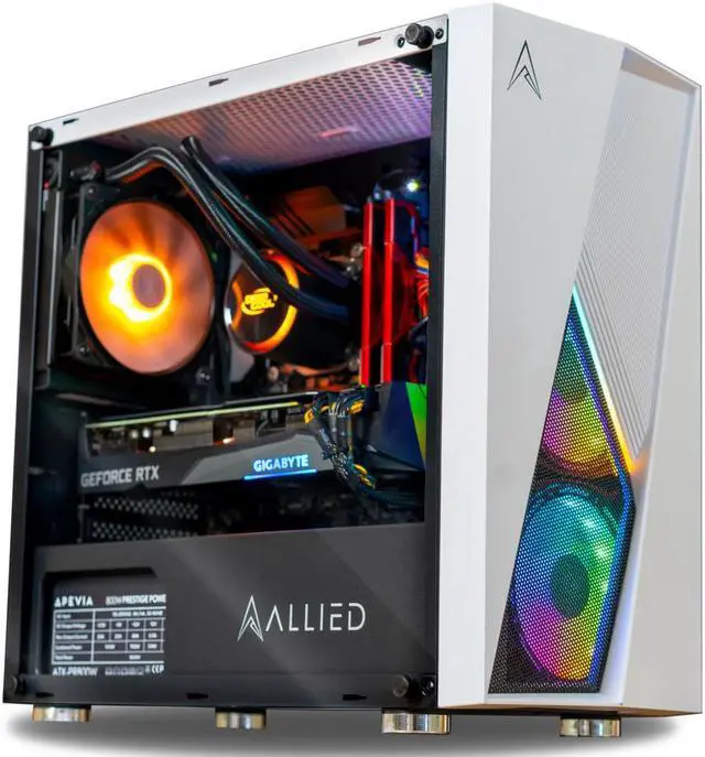Main image of Allied Gaming Stinger Desktop PC: Intel Core i7-12700K, Nvidia GeForce RTX 3080, 32GB DDR5 4800MHz, 1TB PCIe NVMe SSD, Z690M Motherboard, 750 Watt 80+ Gold Power Supply, WiFi Ready