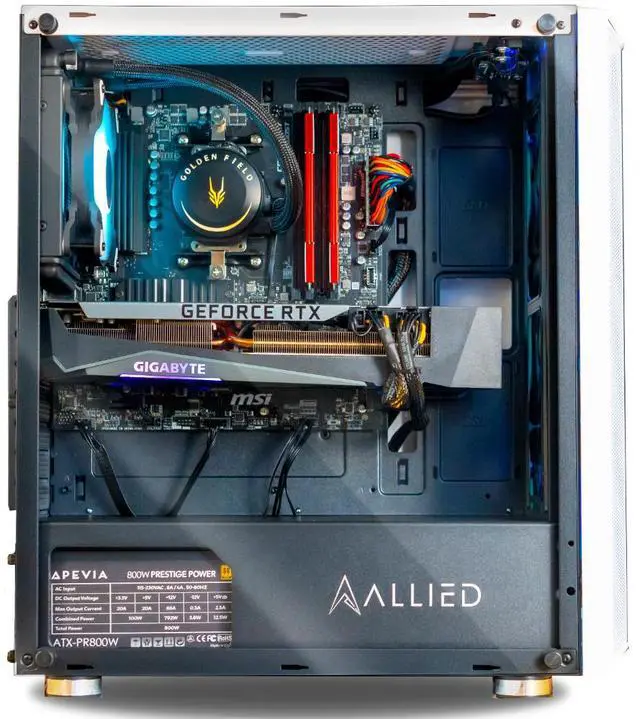 Alt view image 2 of 6 - Allied Gaming Patriot Desktop PC: Intel Core i7-10700K, AMD Radeon RX 6800, 16GB DDR4 3200MHz, 500GB PCIe NVMe SSD, B460M Motherboard, 750 Watt Power Supply, ARGB Fans, WiFi Ready