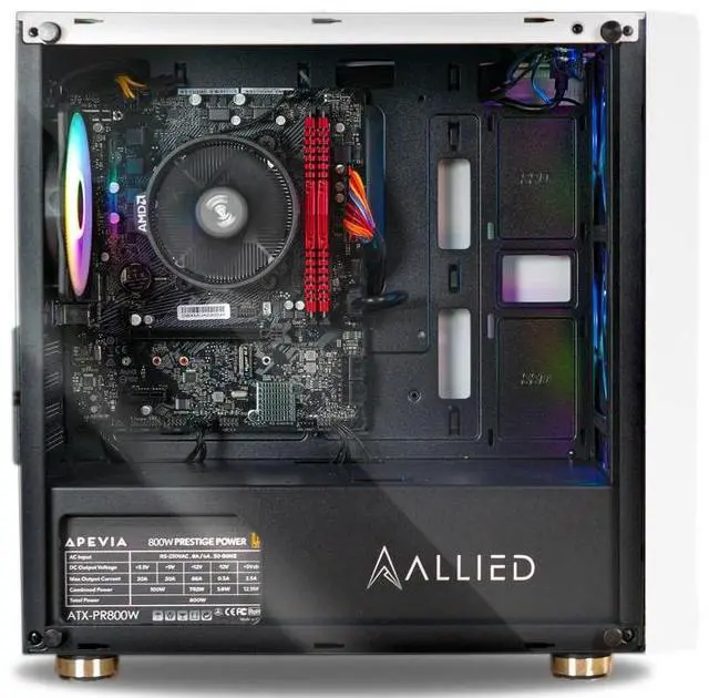 Alt view image 2 of 7 - Allied Gaming Stinger Desktop PC: AMD Ryzen 5 5600G, AMD Radeon RX Vega 7 Graphics, 16GB DDR4 3200MHz, 500GB PCIe NVMe SSD, A520M Motherboard, 750 Watt Power Supply, ARGB Fans, WiFi Ready