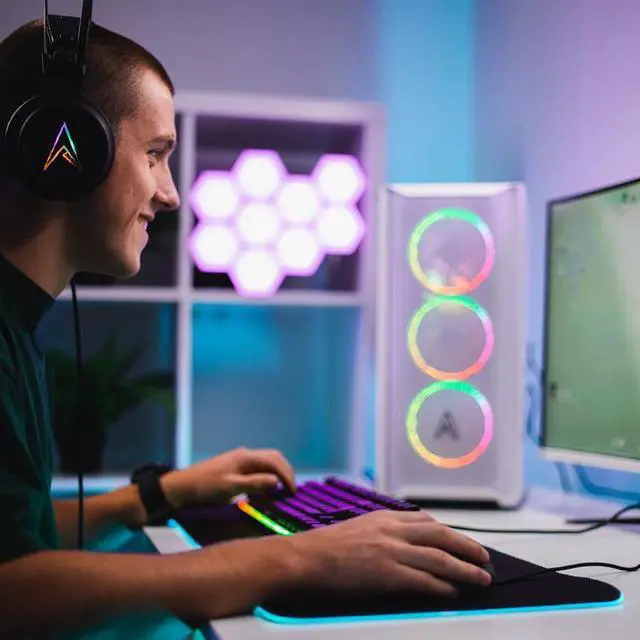 Alt view image 7 of 7 - Allied Gaming Patriot Desktop PC: AMD Ryzen 5 3600, Nvidia RTX 3060, 16GB DDR4 3200MHz, 500GB PCIe NVMe SSD, B450M Motherboard, 750 Watt Power Supply, ARGB Fans, WiFi Ready