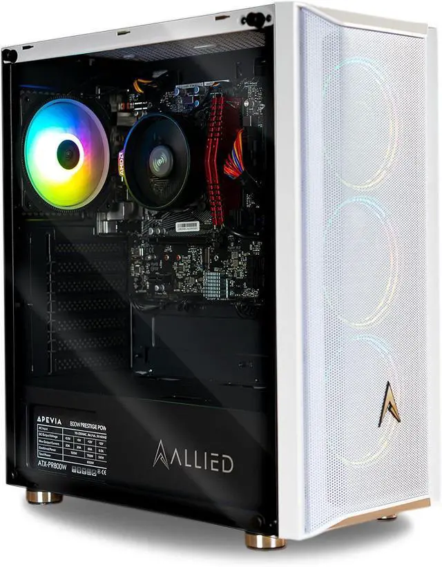 Main image of Allied Gaming Patriot Desktop PC: AMD Ryzen 5 5600G, AMD Radeon RX Vega 7 Graphics, 16GB DDR4 3600MHz, 500GB PCIe NVMe SSD, B450M Motherboard, 750 Watt Power Supply, ARGB Fans, WiFi Ready