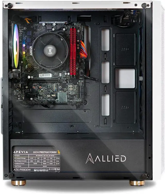 Alt view image 2 of 6 - Allied Gaming Patriot Desktop PC: AMD Ryzen 5 5600G, AMD Radeon RX Vega 7 Graphics, 16GB DDR4 3600MHz, 500GB PCIe NVMe SSD, B450M Motherboard, 750 Watt Power Supply, ARGB Fans, WiFi Ready
