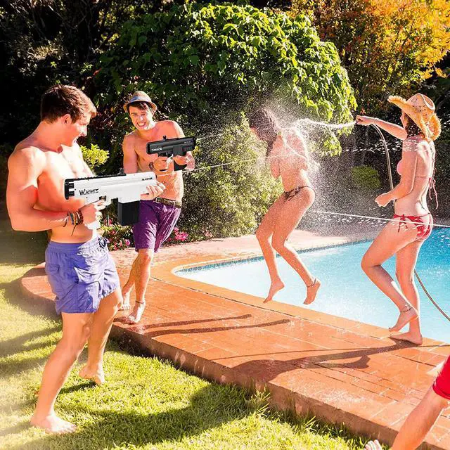 Alt view image 5 of 5 - Electric Water Pistol - Automatic Water Pistols with Goggles - Long Range, Powerful Super Watergun with Batteries - for Kids Adults Summer Outdoor Pool Garden (Black)