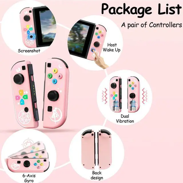 Alt view image 7 of 7 - Switch Controller for Nintendo Switch, Switch Remote Control Supports Dual Vibration/Motion Control/Screenshot/Wake-up